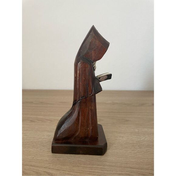 Artisan Wood Carved Hooded Monk Statue 10 in Rustic Faith‎ Decor Religious - Picture 8 of 9